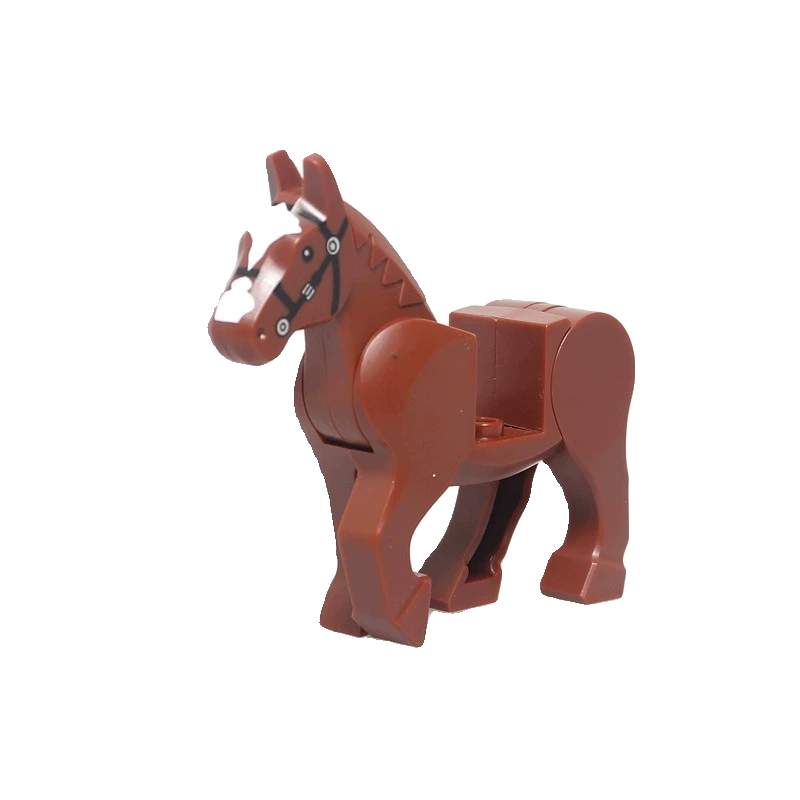 Middle -aged animal war horses and horses with horses with horse saddle reins domestic accessories assembly of building blocks of people and toys