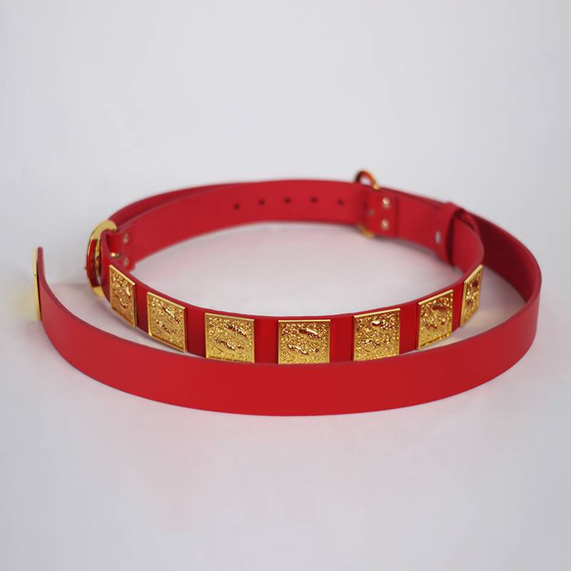 [【【] Hanfu Song system with Pisces with two red doubles with red double buckle single -tailed leather belt