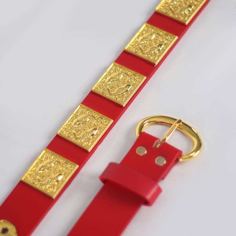 [【【] Hanfu Song system with Pisces with two red doubles with red double buckle single -tailed leather belt