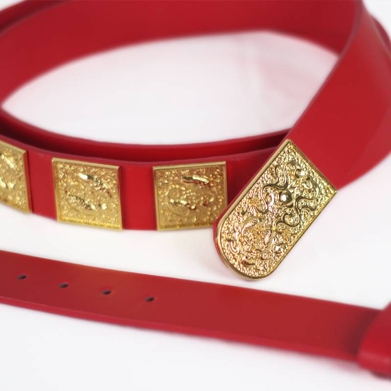 [【【] Hanfu Song system with Pisces with two red doubles with red double buckle single -tailed leather belt