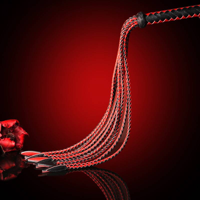 black and red, nine-tail whips, 60 centimeters for leather