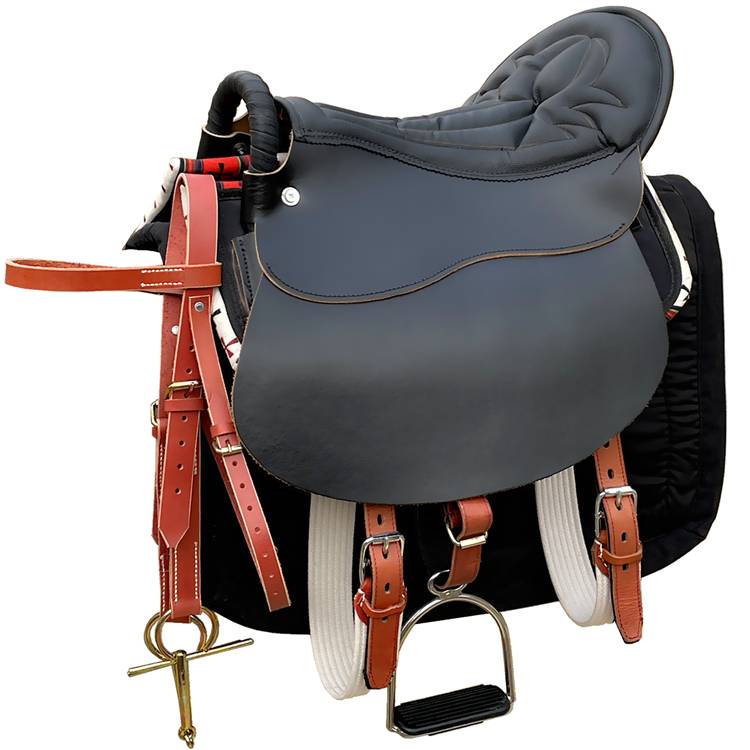 Factory direct selling saddlezi full set of saddling whole set armrest Cowhide saddle tourist saddle big and small saddling horses, horses, military saddle
