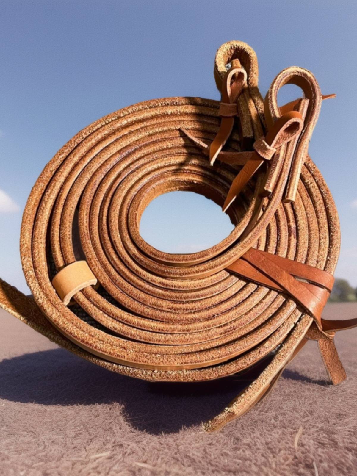 Pure leather raw leather oily western double -western saddle accessories reins in the reins of Western -style long reins water
