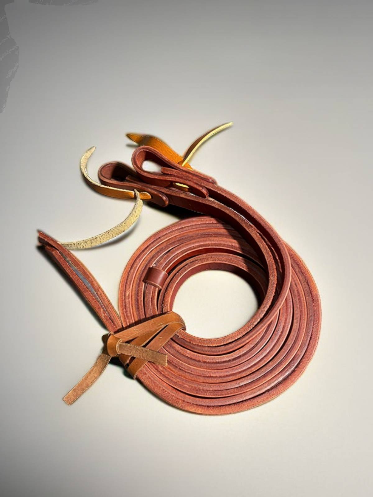 Pure leather raw leather oily western double -western saddle accessories reins in the reins of Western -style long reins water