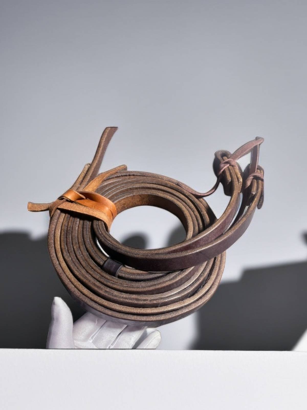 Pure leather raw leather oily western double -western saddle accessories reins in the reins of Western -style long reins water