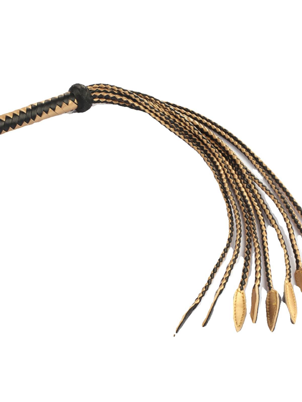 Nine -tailed whip leather whip cosplay props gold pendant leather SP punishment willow leaf whip home braid