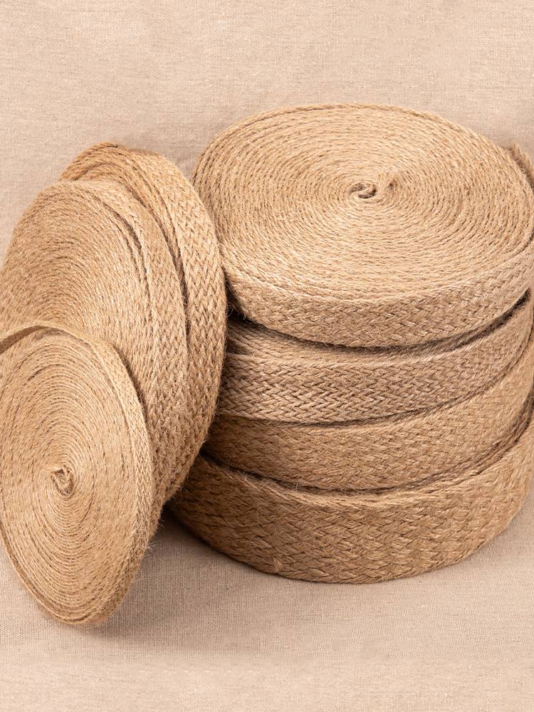 Flat -wide woven hemp rope wall water pipe decorative natural jricel rope handmade DIY material kindergarten ring creation
