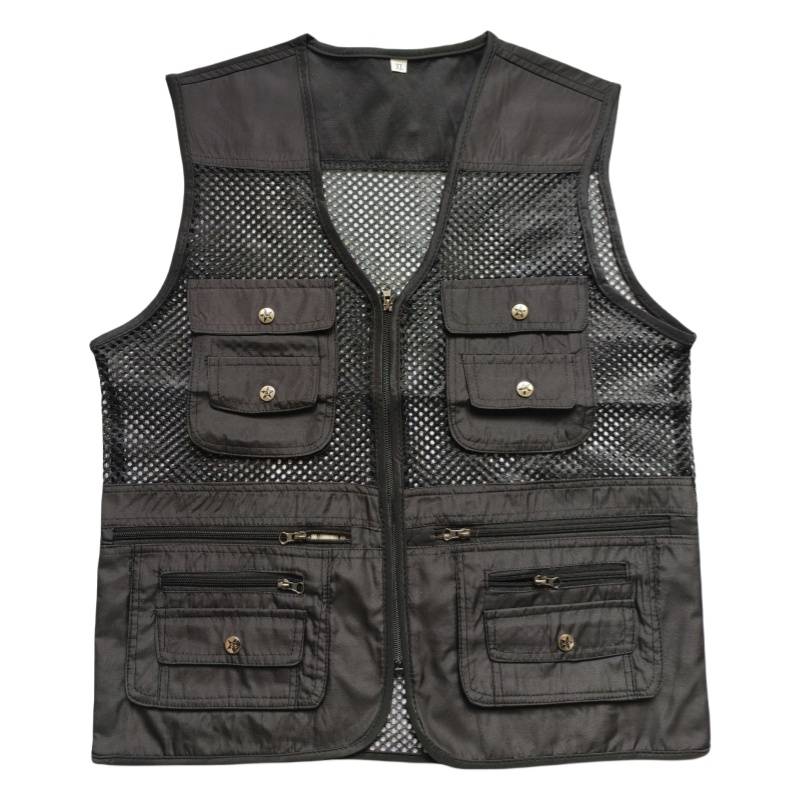 Summer thin net vest men's multi -pocket vest photography fishing vest middle elderly loose and breathable vest