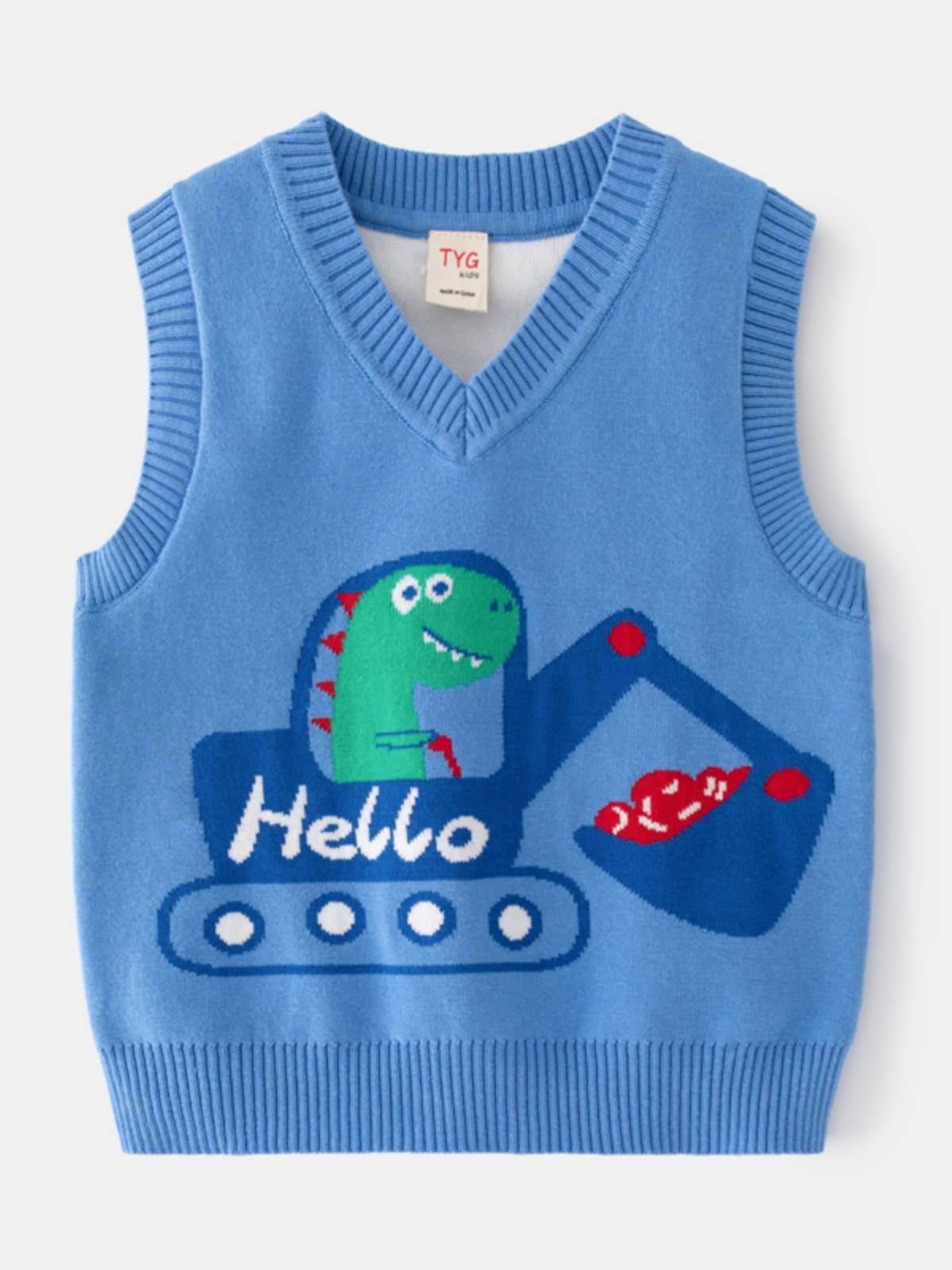 Child baby knit vest Spring and Autumn 2024 new boys sweater cotton thread cotton kravis wave wool vest boy