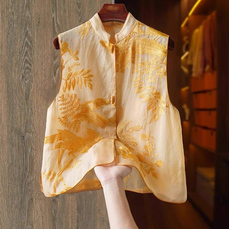Export to pick up the national style European roots vest female vest retro embroidery national style new Chinese top embroidery