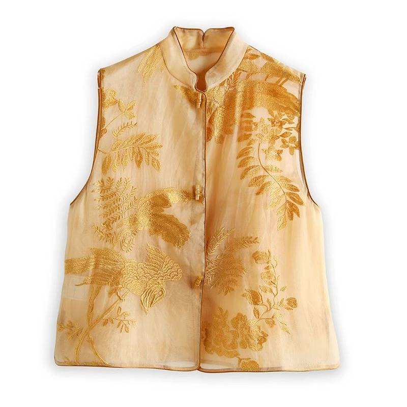 Export to pick up the national style European roots vest female vest retro embroidery national style new Chinese top embroidery