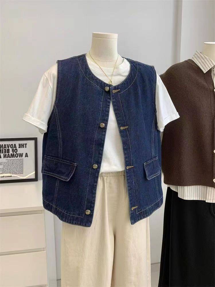 Brand discount store counter genuine women's denim vest female small casual foreign sleeveless top tide