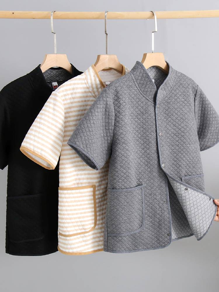 Middle -aged and elderly people in spring and autumn, cotton cotton, shoulder and neck, shoulder, shoulder, shoulder, shoulder, shoulder, sleeping vest female half -sleeved confinement warm shirt