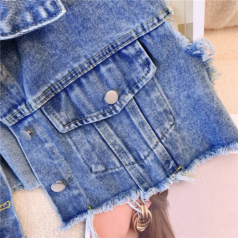 Shawon denim jacket female summer thin with dress 2024 new sleeveless vest short outer jacket
