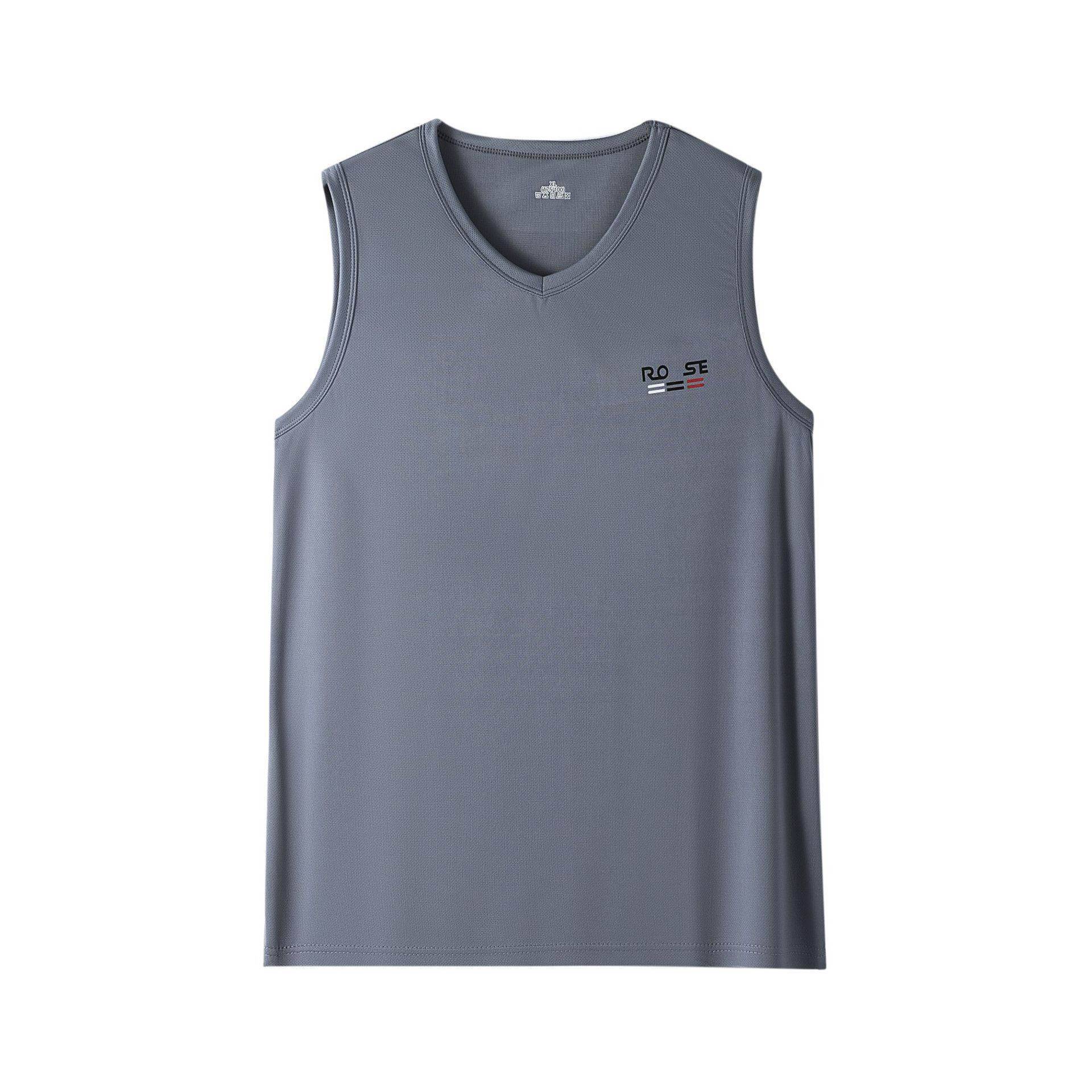 Men's V -neck Ice Sky Sleepless Wide Club Sports Basketball Speed Dry drying Vests Anti -Floster T -shirt bottoming shirt