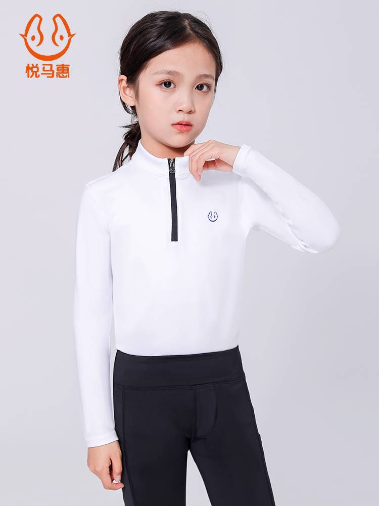 Yuema Hui Spring Summer Equestrian T -shirt, Wet Inhalery and breathable Children's Ladies Training High Bomb Riding Clothing Clothing