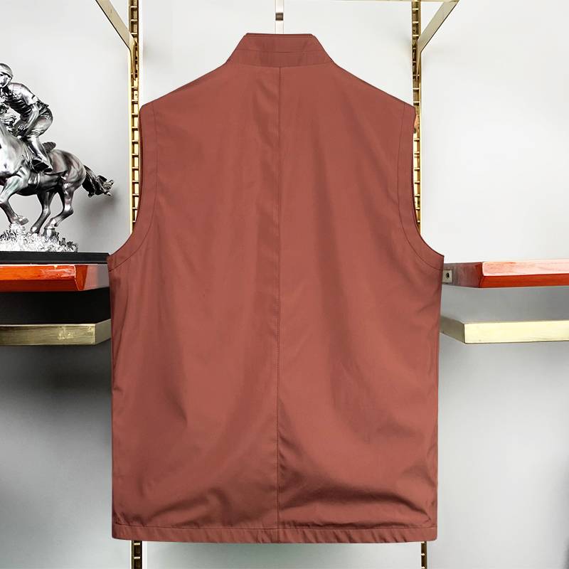 Paul casual men's clothing vest spring new men's solid color business horse clip middle -aged hurdle vest embroidered top