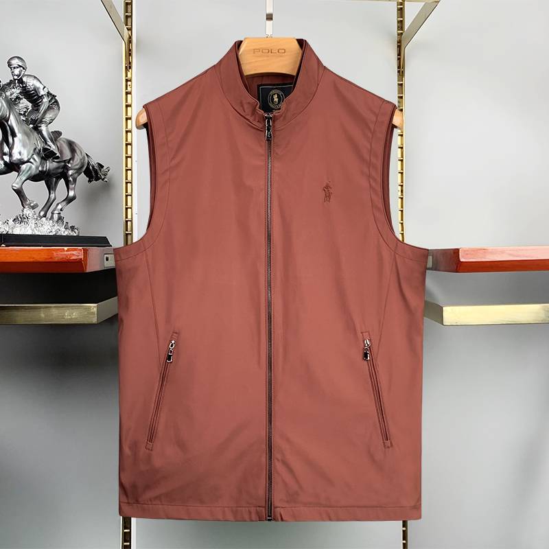 Paul casual men's clothing vest spring new men's solid color business horse clip middle -aged hurdle vest embroidered top