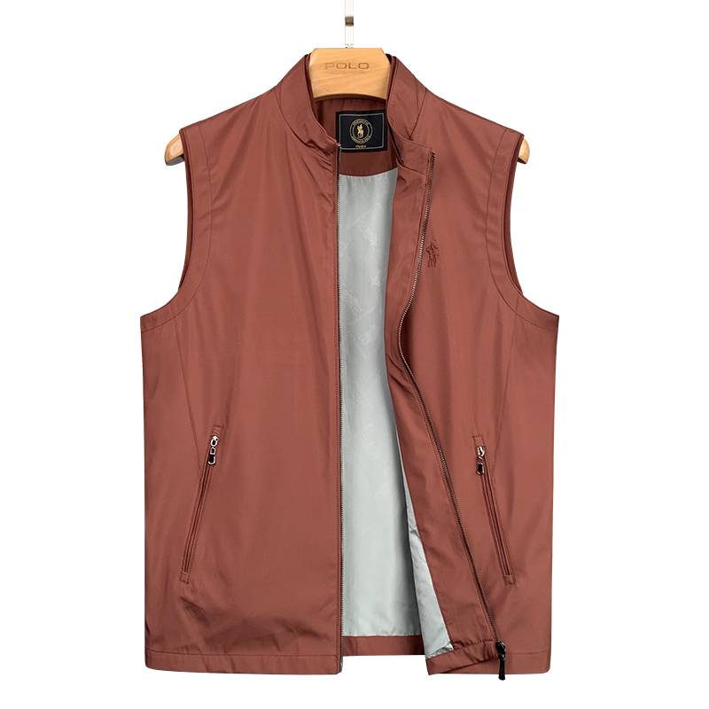 Paul casual men's clothing vest spring new men's solid color business horse clip middle -aged hurdle vest embroidered top