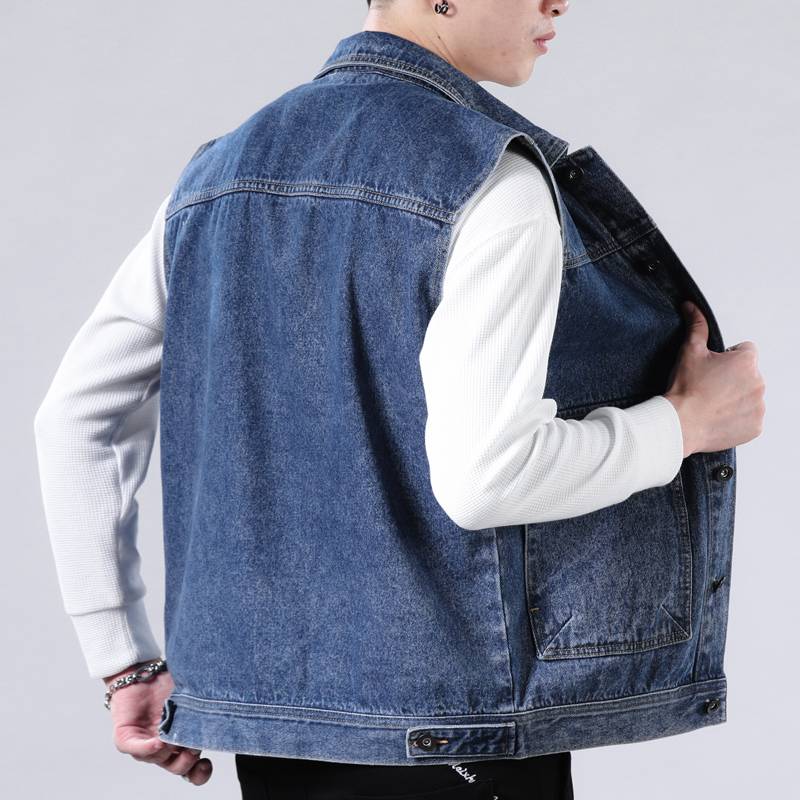 Playboy denim vest men's 2024 new tide brand dress casual jacket male handsome top