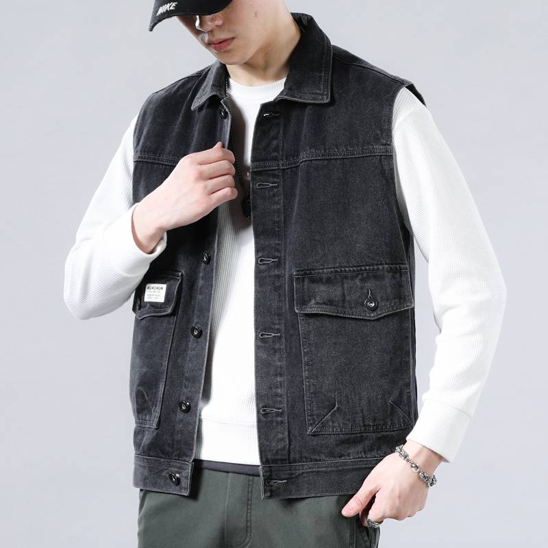 Playboy denim vest men's 2024 new tide brand dress casual jacket male handsome top