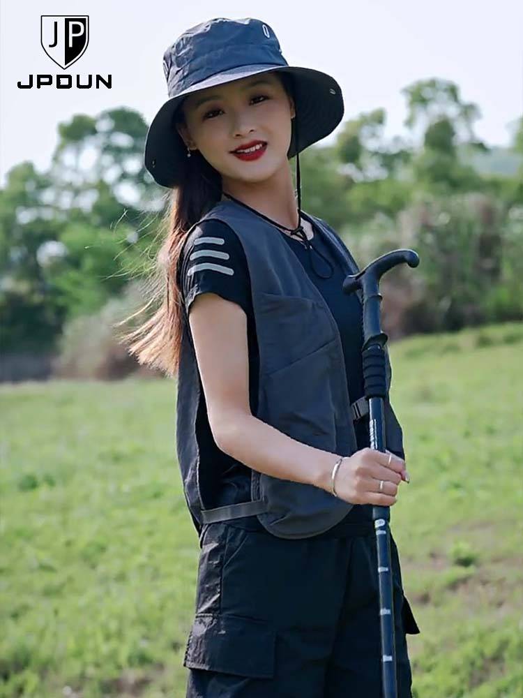 Jpdun/vest women's 2024 new thin summer sleeveless shoulder outdoor mountaineering hobblestone