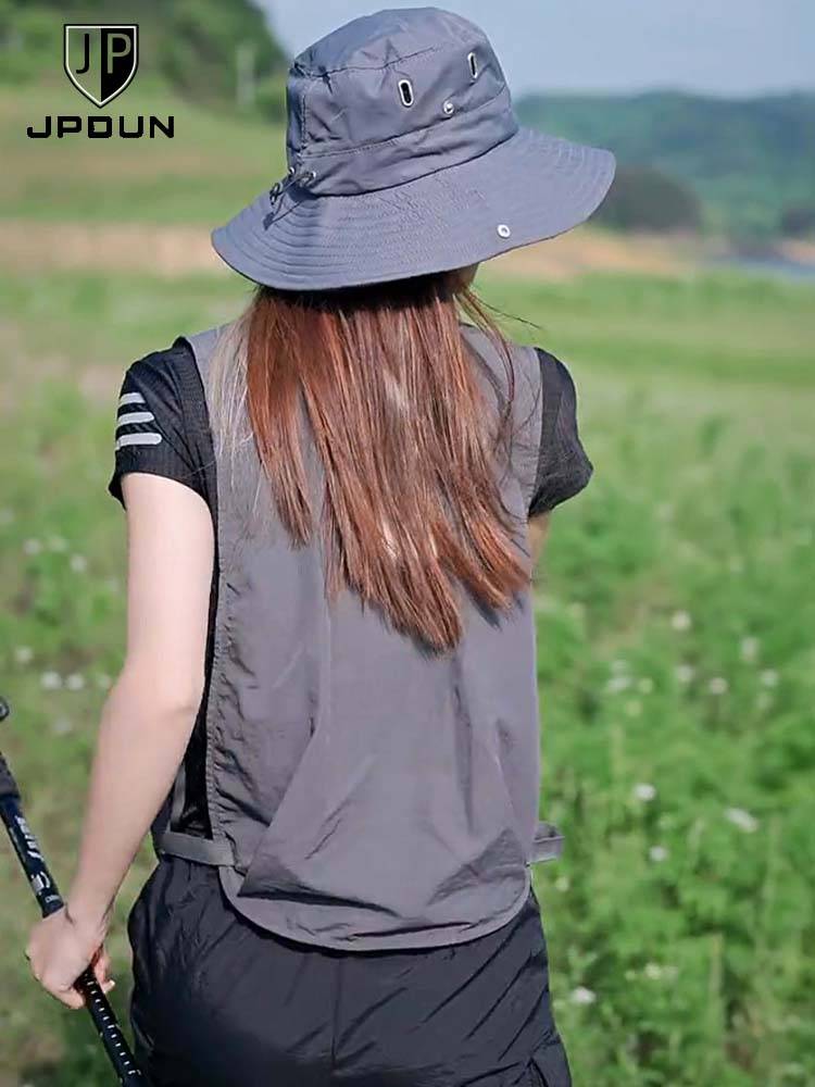Jpdun/vest women's 2024 new thin summer sleeveless shoulder outdoor mountaineering hobblestone