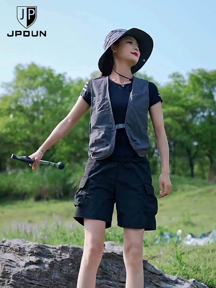 Jpdun/vest women's 2024 new thin summer sleeveless shoulder outdoor mountaineering hobblestone