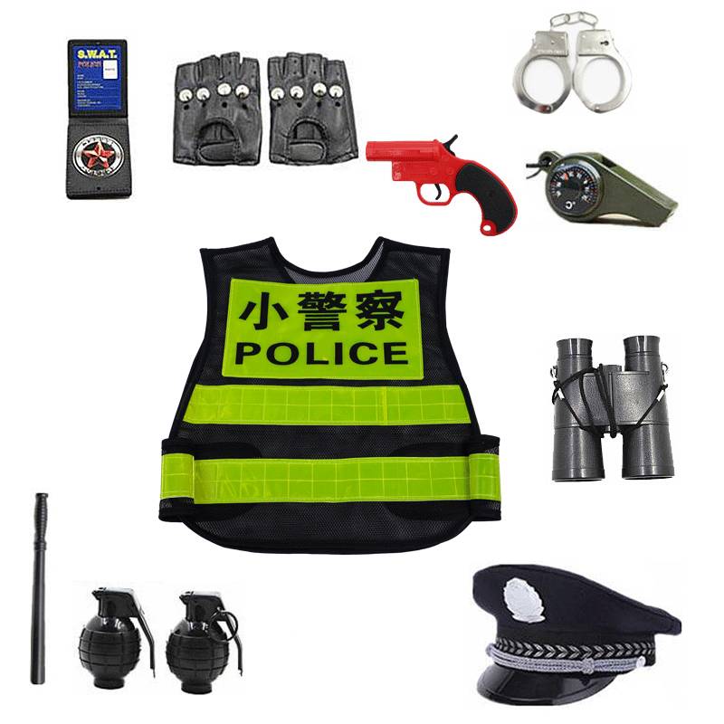 Children's police service simulation traffic police uniform reflective vest police hat traffic police stage performance service