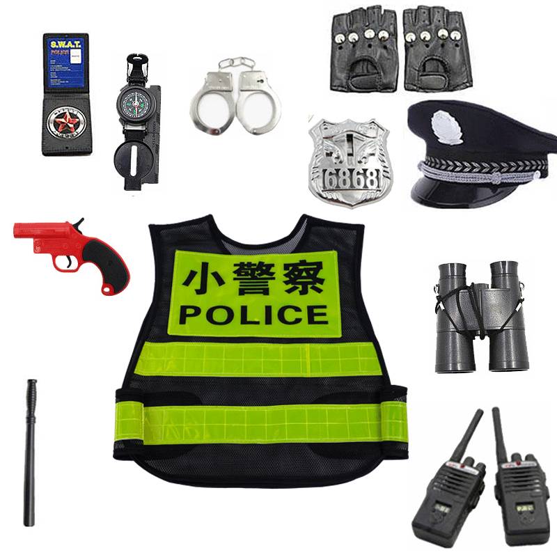 Children's police service simulation traffic police uniform reflective vest police hat traffic police stage performance service