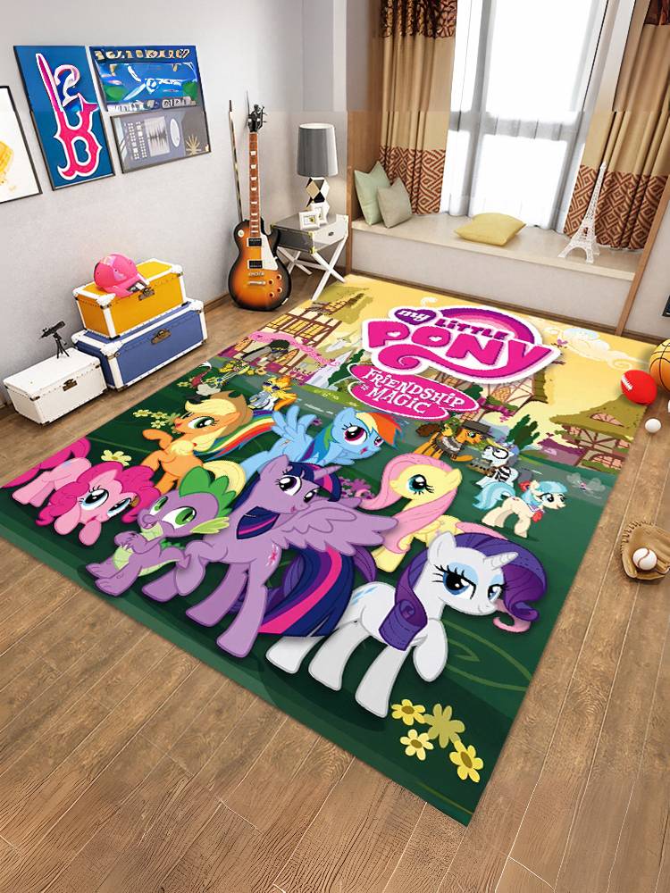 Cartoon Children's Room Cute Little Horse Burry Carpet Cushion bedroom 2024 new mattress cushion silicon glue non -slip