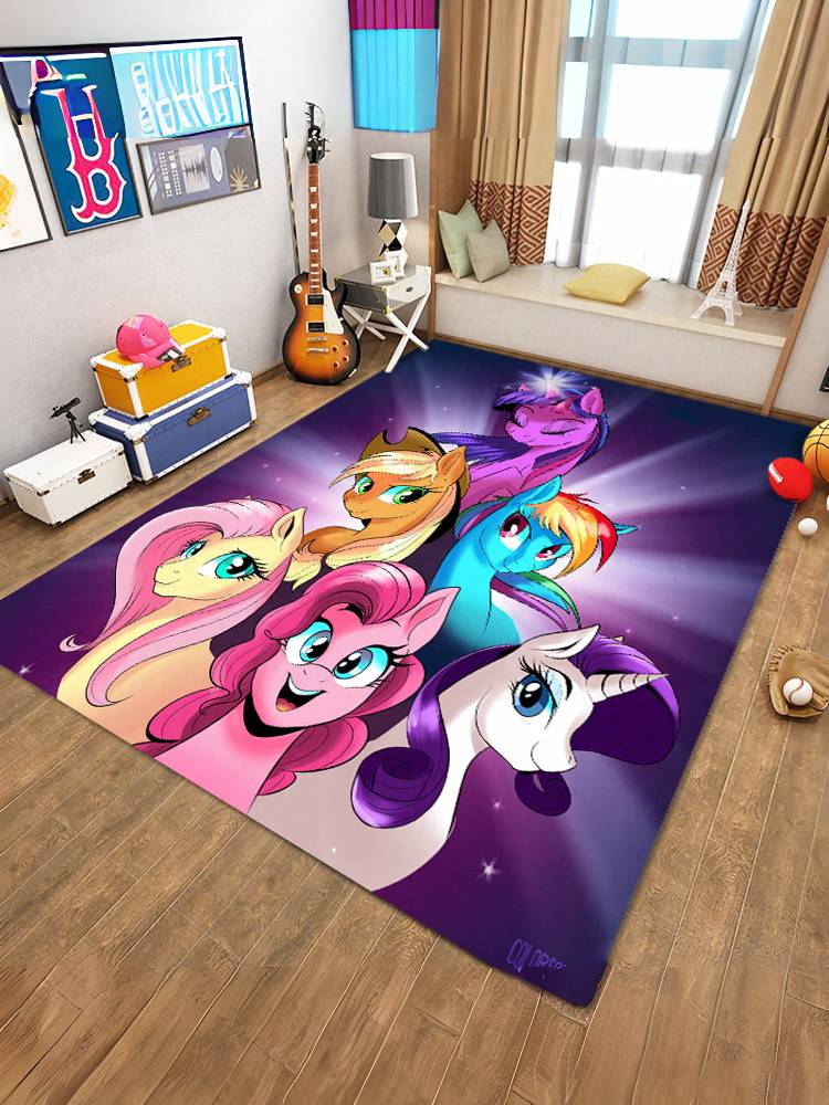 Cartoon Children's Room Cute Little Horse Burry Carpet Cushion bedroom 2024 new mattress cushion silicon glue non -slip