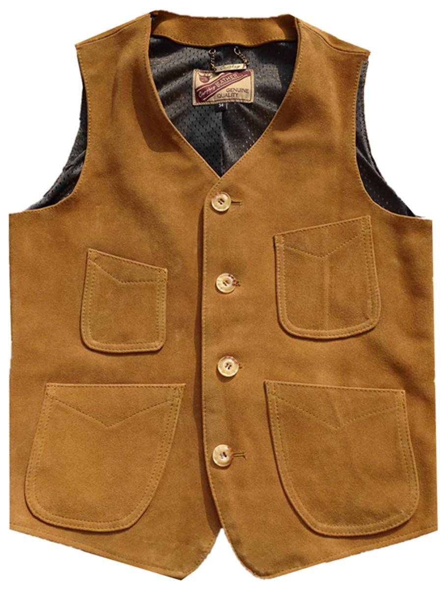I'll sell it! A man in a leather coat with a flair and a stale hand