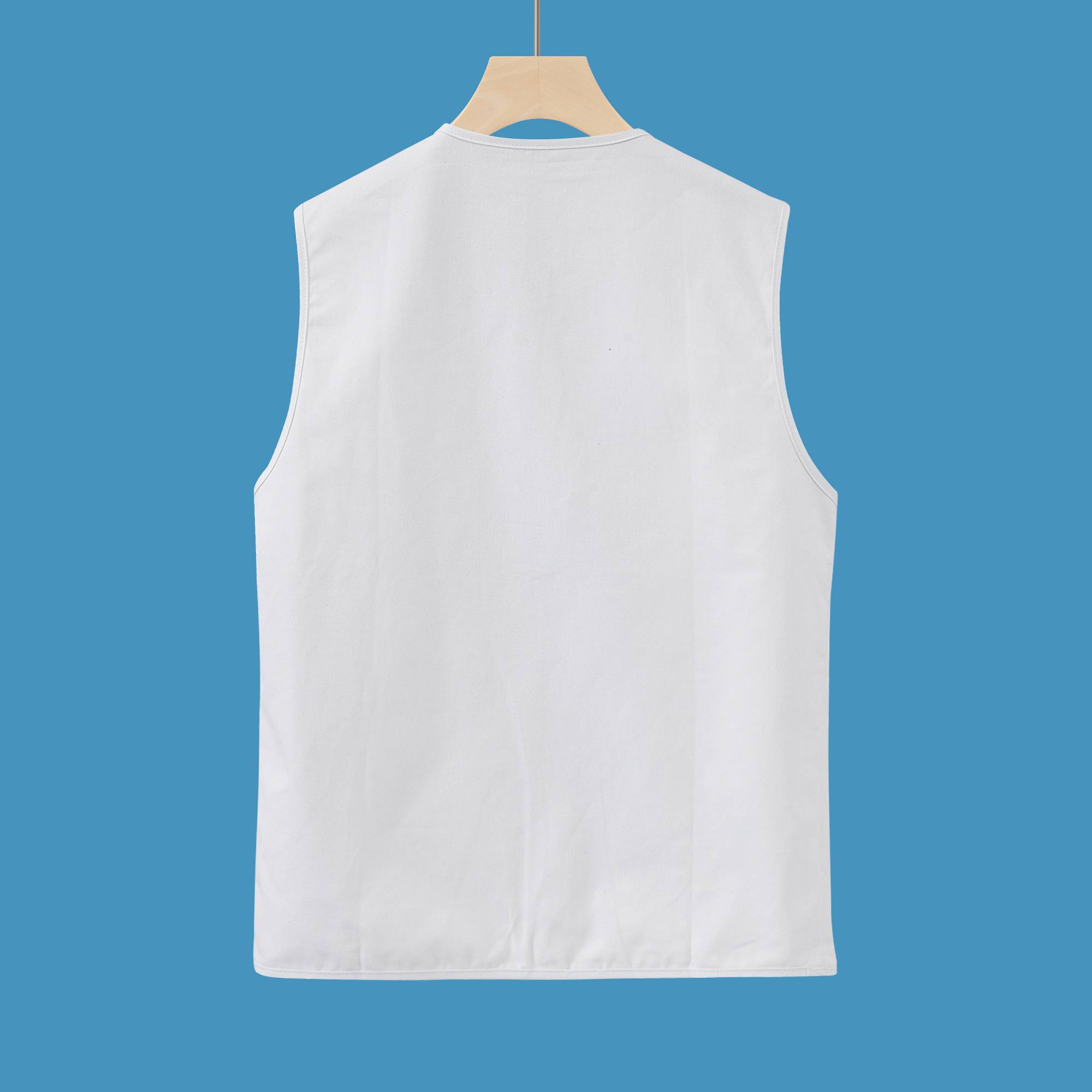 Embroidered white denim vest short jacket Men's spring and summer dress 2024 new Korean loose horse clip vest top