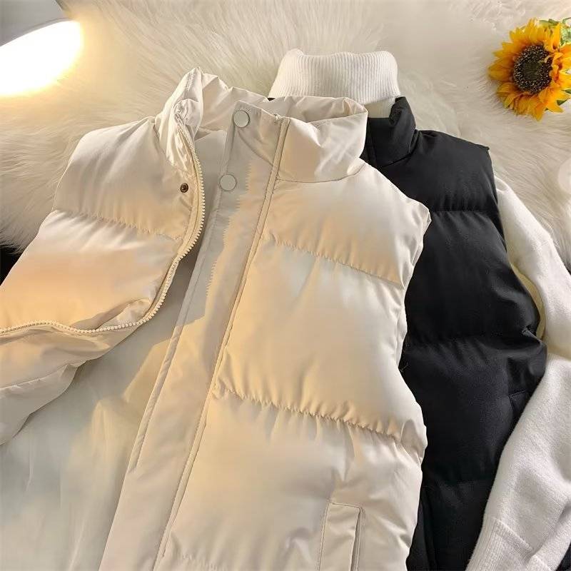 Japanese vest men and women cotton clothing trend standing cotton clothes autumn and winter slim bf thickened shoulder sleeveless warm jacket