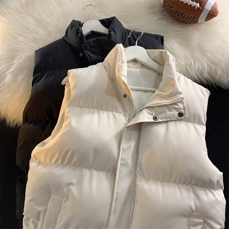 Japanese vest men and women cotton clothing trend standing cotton clothes autumn and winter slim bf thickened shoulder sleeveless warm jacket