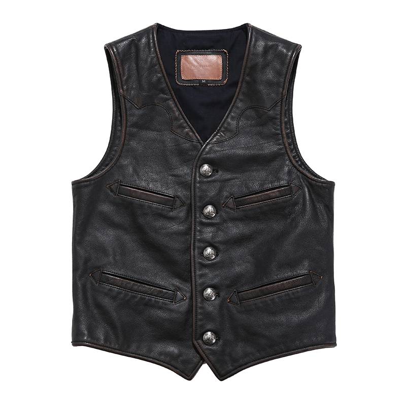 Templim vest male imported tea heart water cowhide recovery RRL leather jacket leather retro locomotive vest