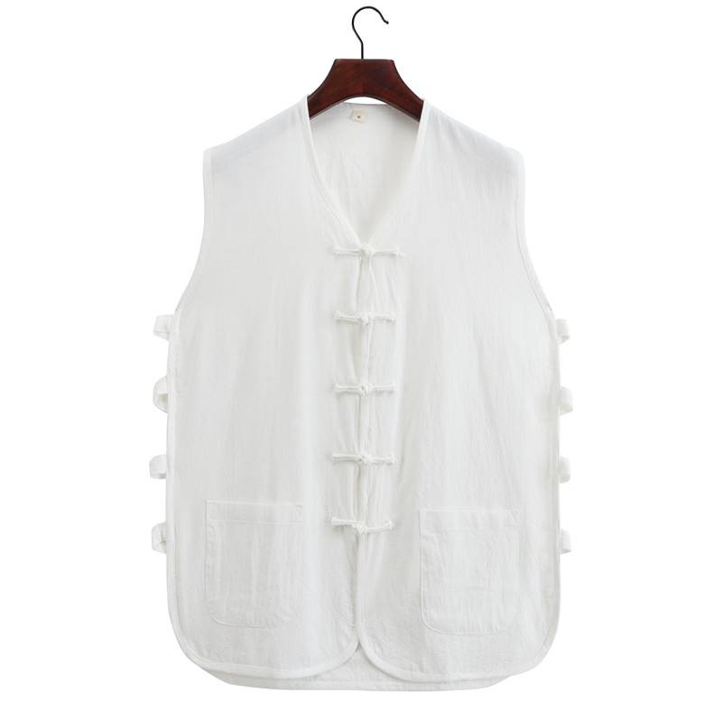 Chinese style Tang clothing sweatshirt men's cotton and linen vest gowns in the middle -aged Chinese vest old old shirt men's summer summer