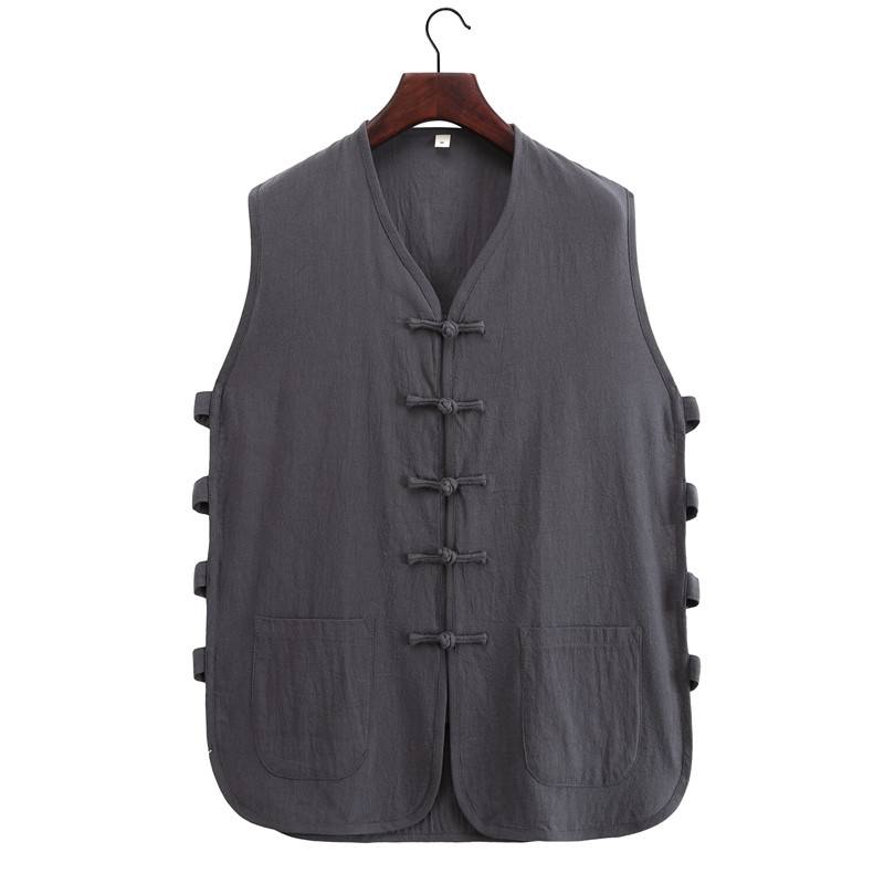 Chinese style Tang clothing sweatshirt men's cotton and linen vest gowns in the middle -aged Chinese vest old old shirt men's summer summer