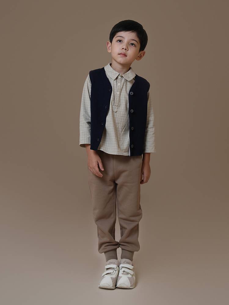 Harbin tooth children's clothing autumn children's top literary retro neutral pure cotton wool knit vest jacket boys and girls