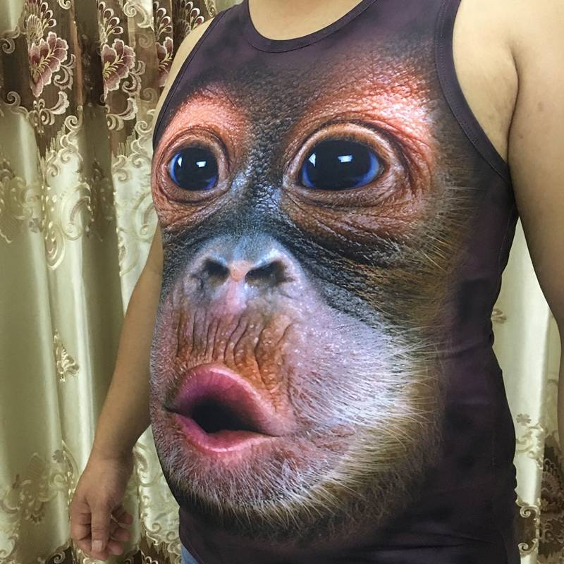 Funny Gorilla Vests Male Summer Personalized Throughout 3D Animal Monkey Short T -shirt Large -size Sleeveless Vests