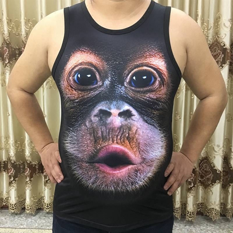 Funny Gorilla Vests Male Summer Personalized Throughout 3D Animal Monkey Short T -shirt Large -size Sleeveless Vests