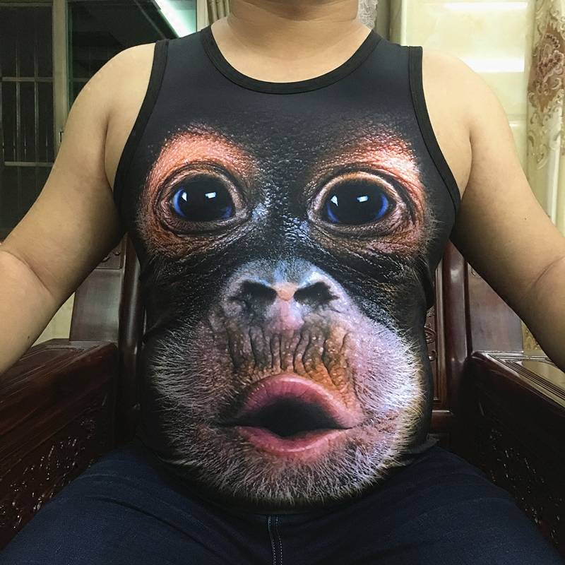 Funny Gorilla Vests Male Summer Personalized Throughout 3D Animal Monkey Short T -shirt Large -size Sleeveless Vests