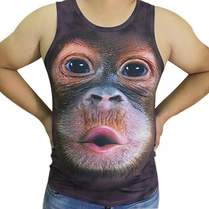 Funny Gorilla Vests Male Summer Personalized Throughout 3D Animal Monkey Short T -shirt Large -size Sleeveless Vests