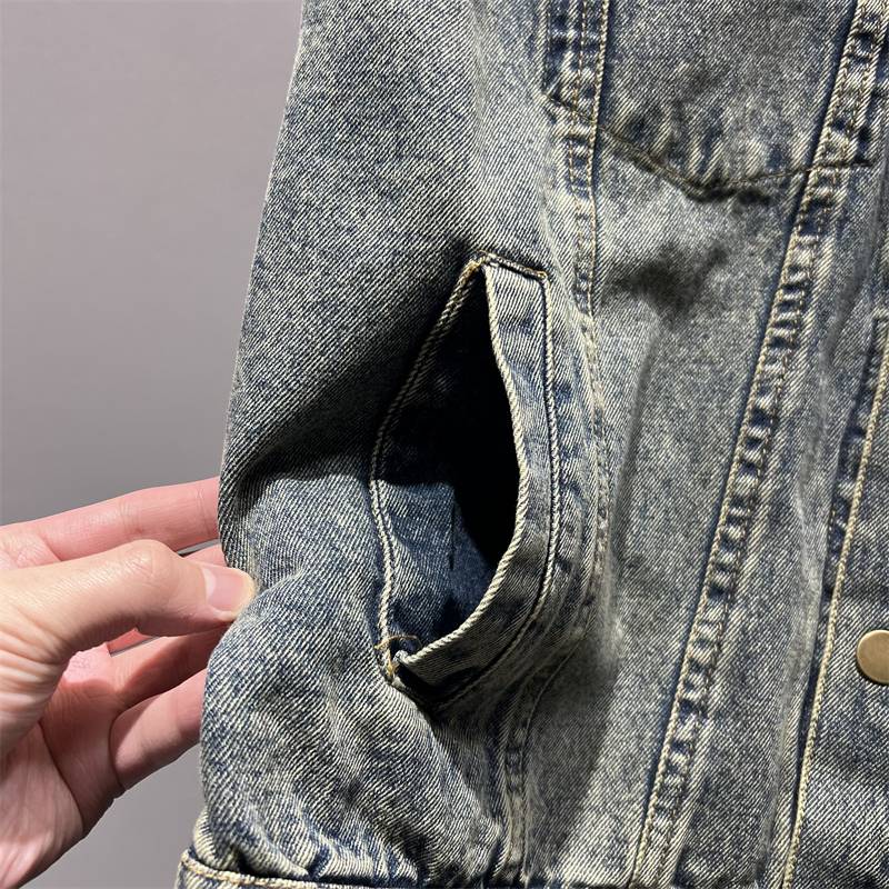 American retro tough guy!Make old water washing technology!Spring and Autumn men's fashion locomotive lapel denim vest vest
