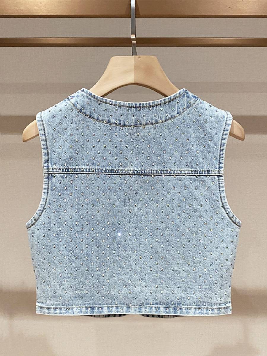 Zhao Liyong's same cowboy vest vest, a new 2024 summer retro-drive jacket