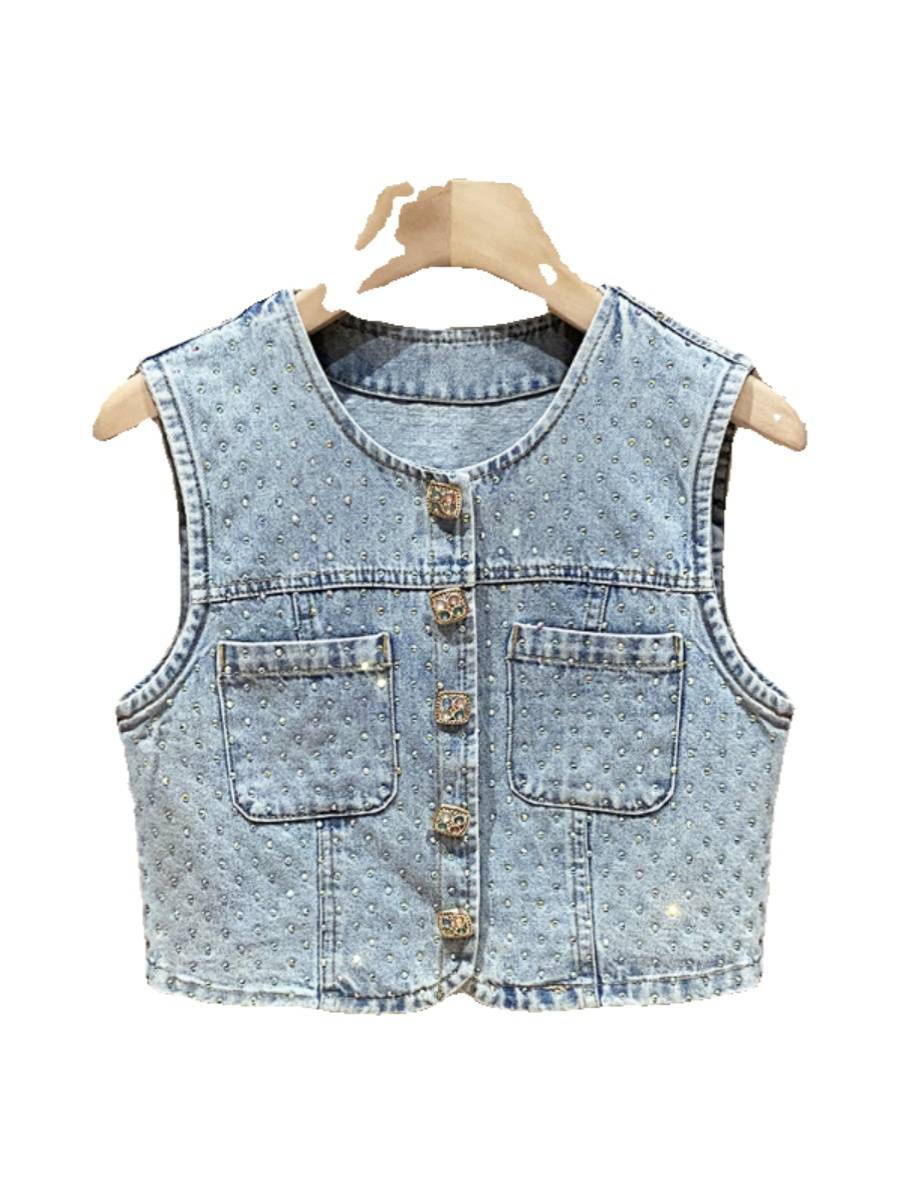 Zhao Liyong's same cowboy vest vest, a new 2024 summer retro-drive jacket