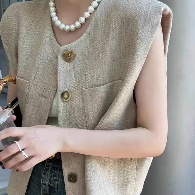 Xiaoxiangfeng suit vest female European station 2023 autumn clothing new versatile thin and thin shoulder horses horses coat top