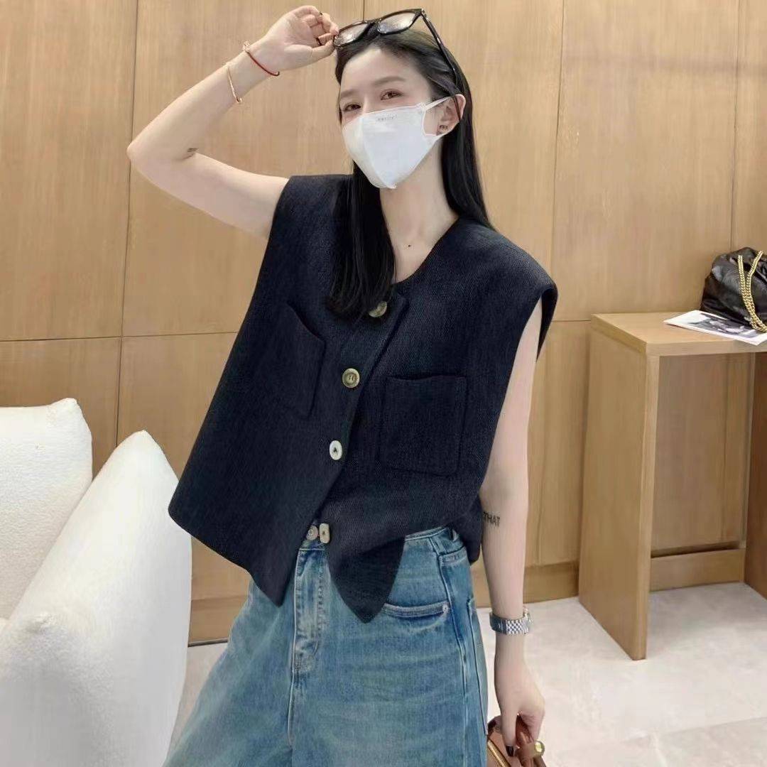 Xiaoxiangfeng suit vest female European station 2023 autumn clothing new versatile thin and thin shoulder horses horses coat top