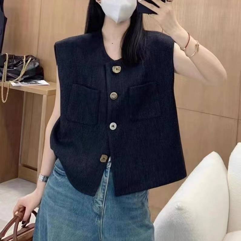 Xiaoxiangfeng suit vest female European station 2023 autumn clothing new versatile thin and thin shoulder horses horses coat top